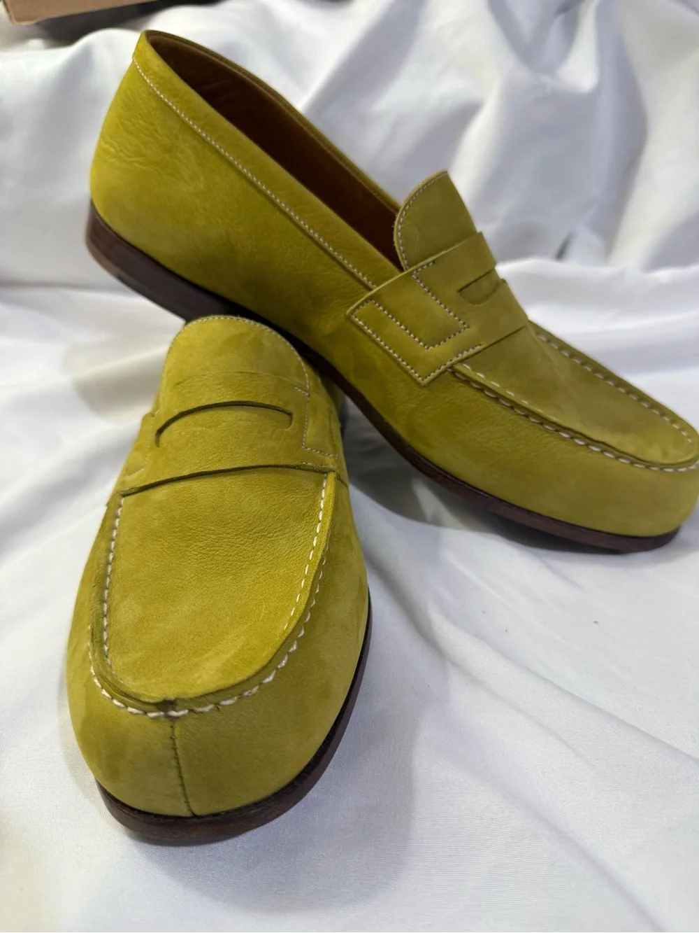 J.M. Weston 180 Green Suede Penny Loafer Almond Toe M/ US Size 9 French Size 8D